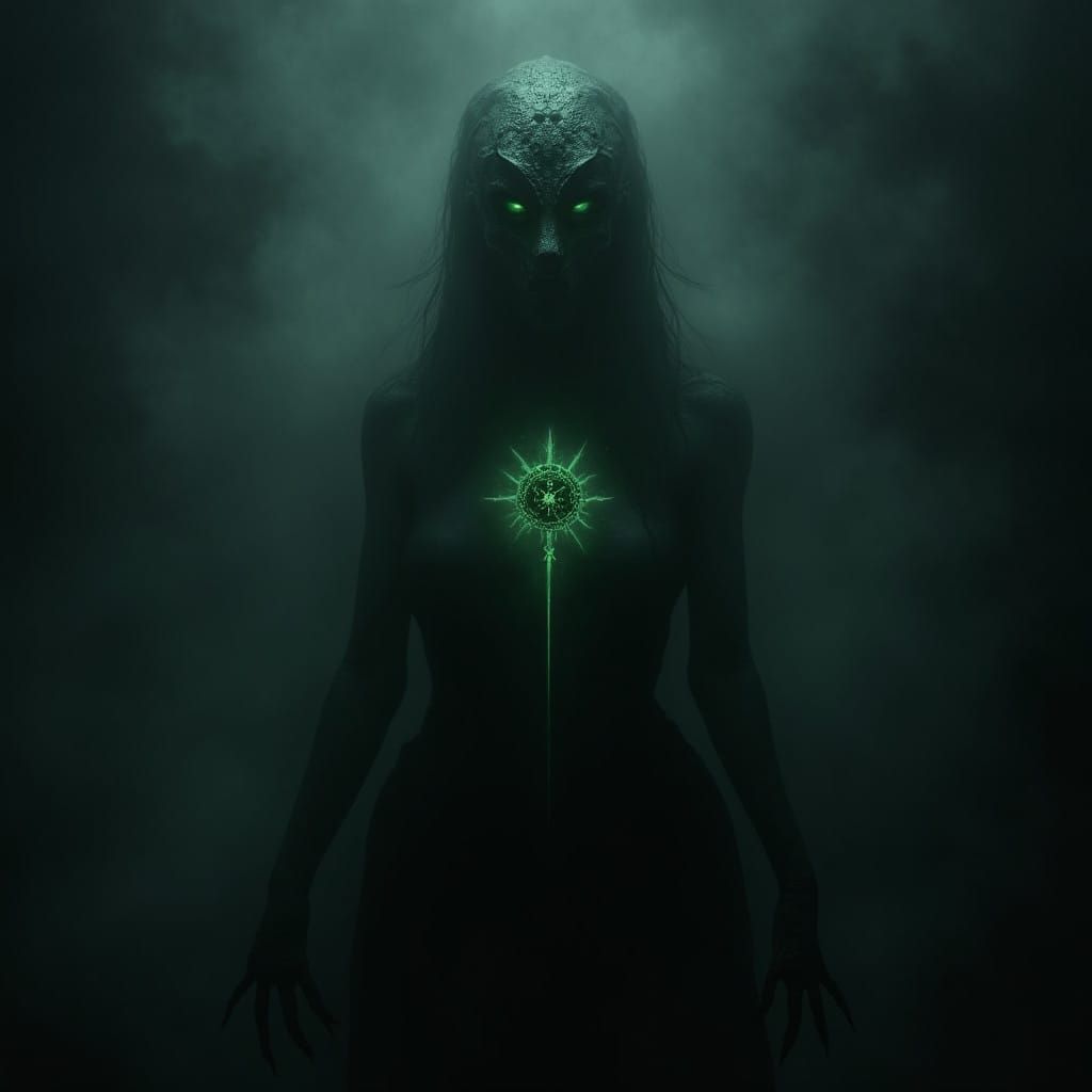 Gothic Xenomorph Poison Ivy Silhouette Emerges from Shadows