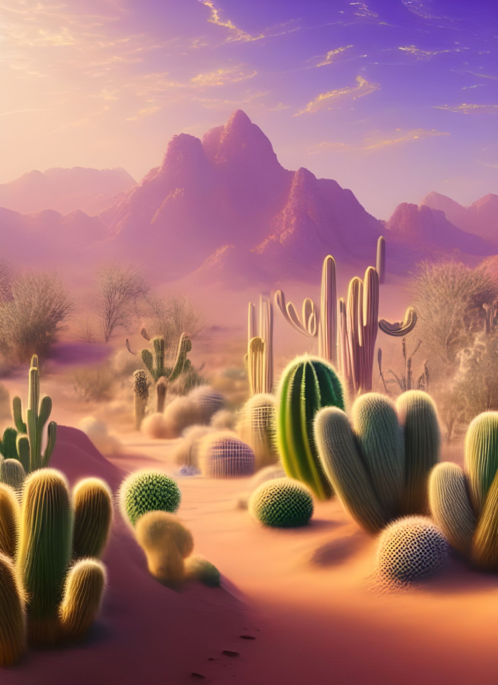 Golden Desert Dust Storm: Art Nouveau Fantasy