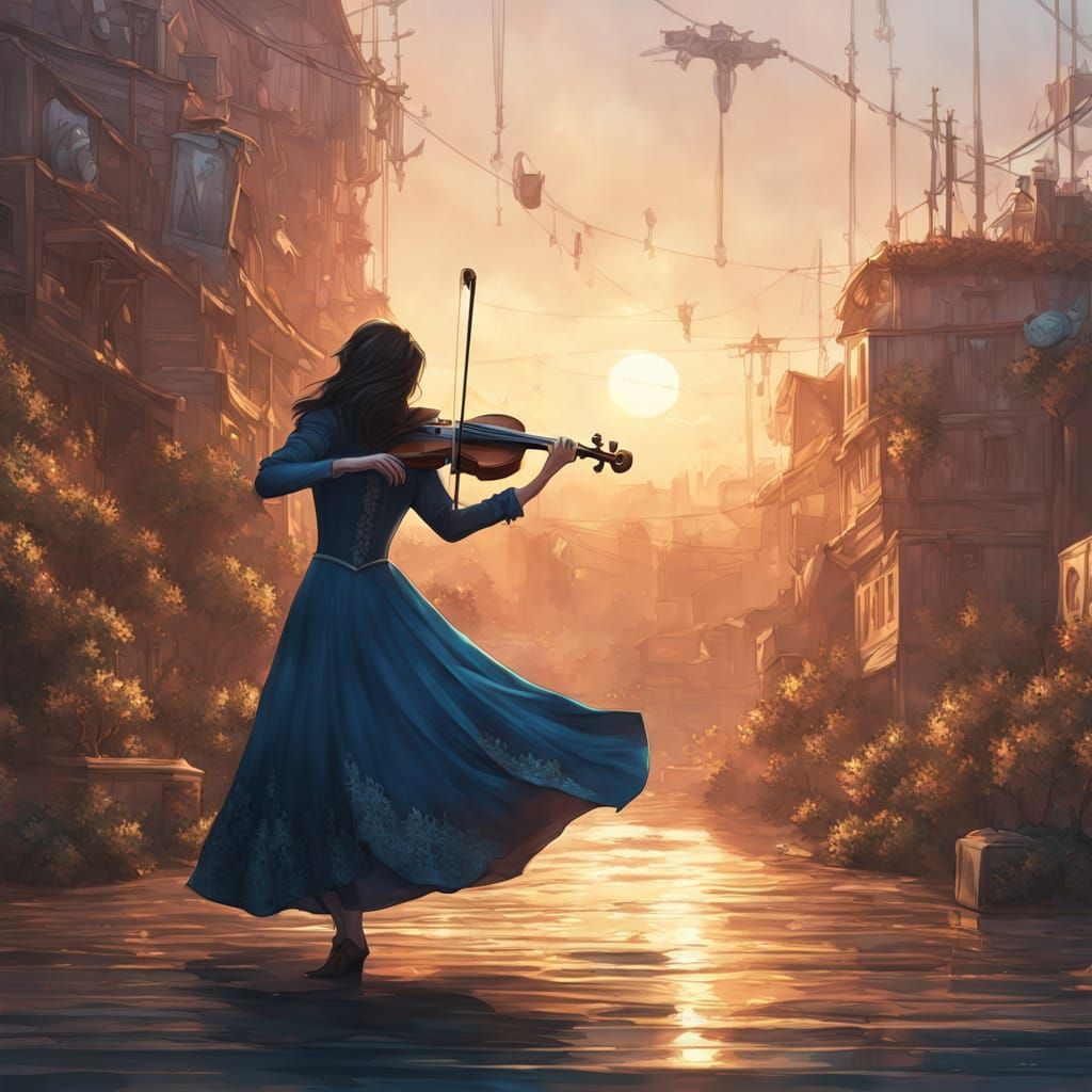 Serene Violinist in Dreamlike Elegance