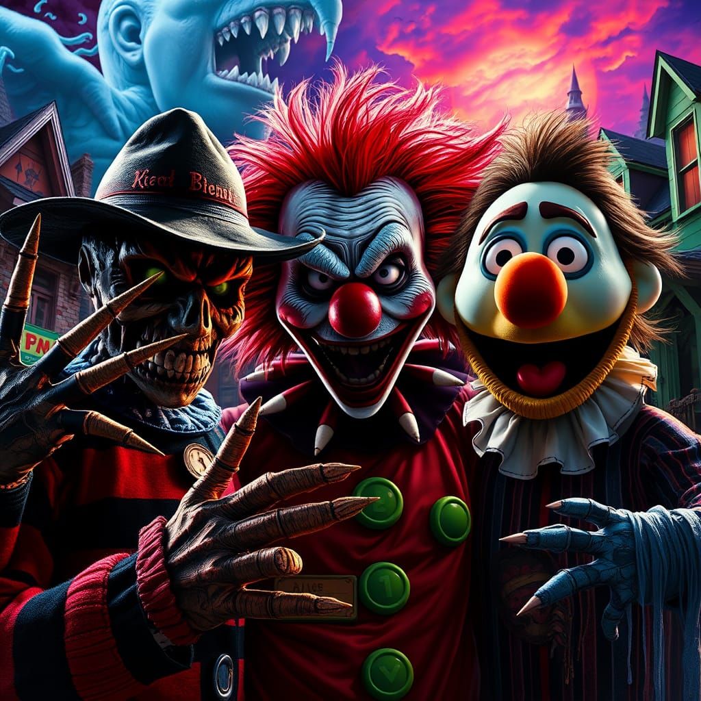 Horror Icons Invade Sesame Street in Biomechanical Style