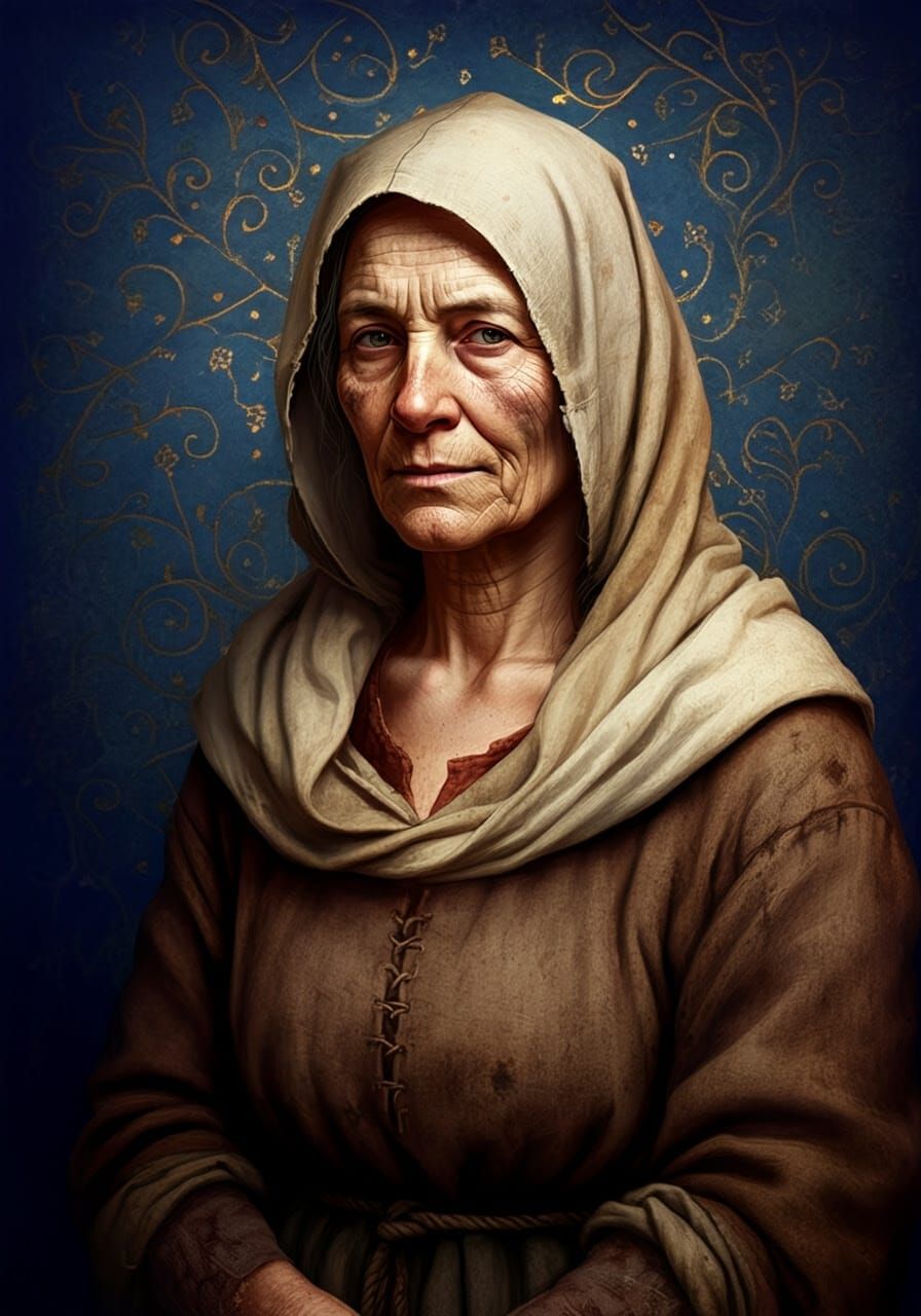 Medieval Woman in Golden Illuminated Style