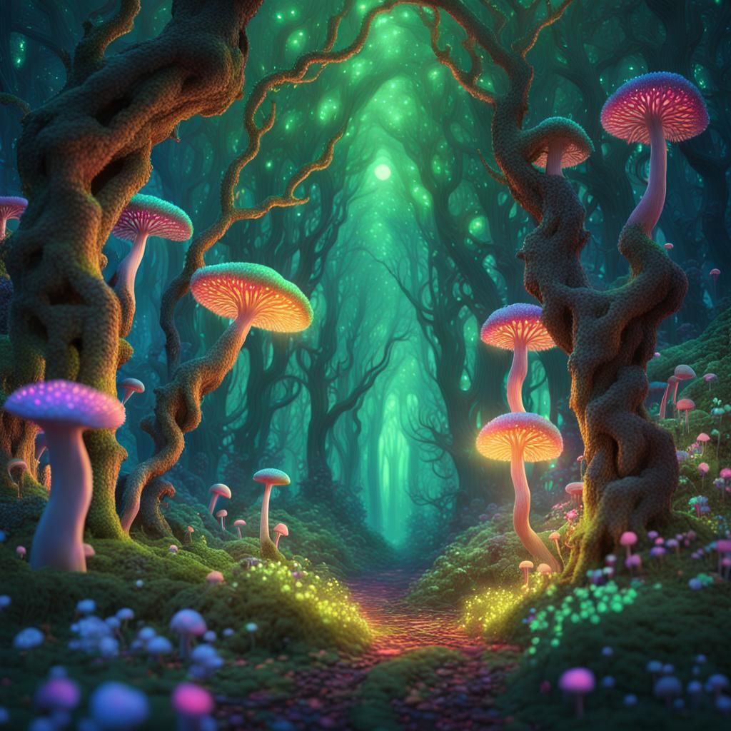 Hypermaximalist Dryads Dancing in a Forest with Fluorescent ...