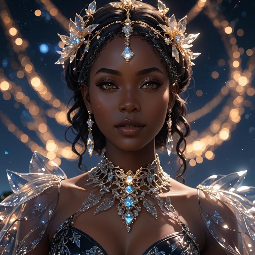 Anime Style Portrait: Woman in Glass Dress