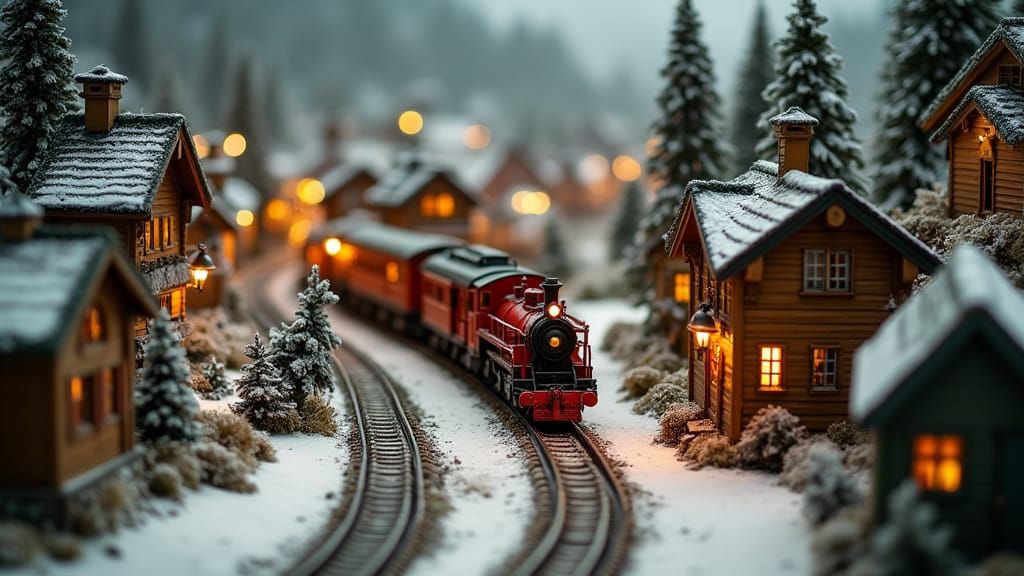 Alpine Village Model Railway with Vintage Steam Locomotive
