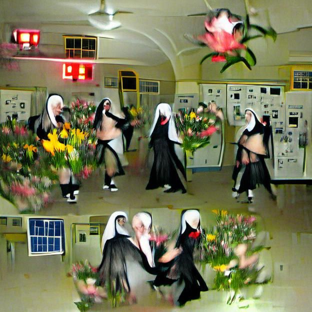 Floral Satanic Nuns Dancing in a Convent