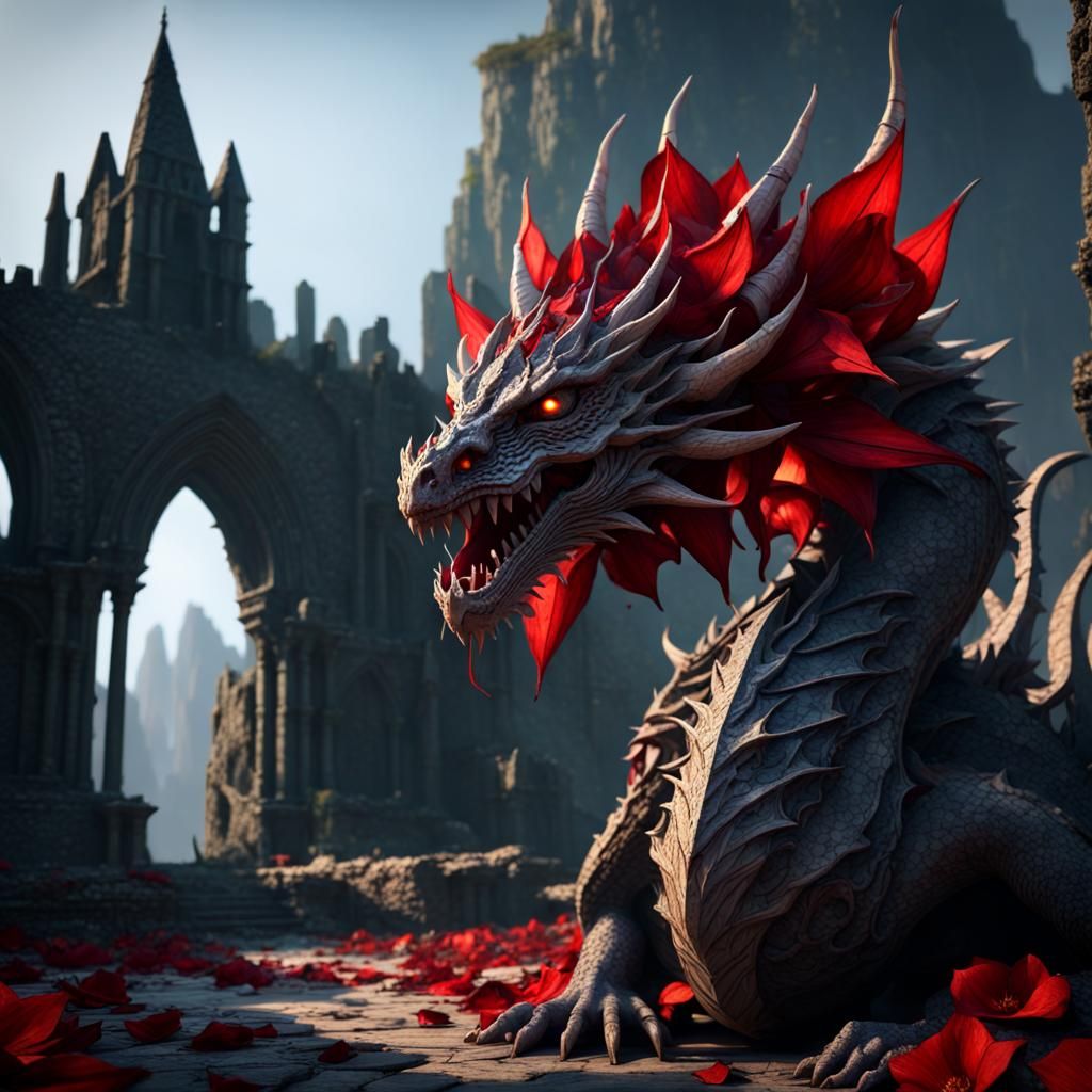 Dragon Flower in Elven Ruins Landscape