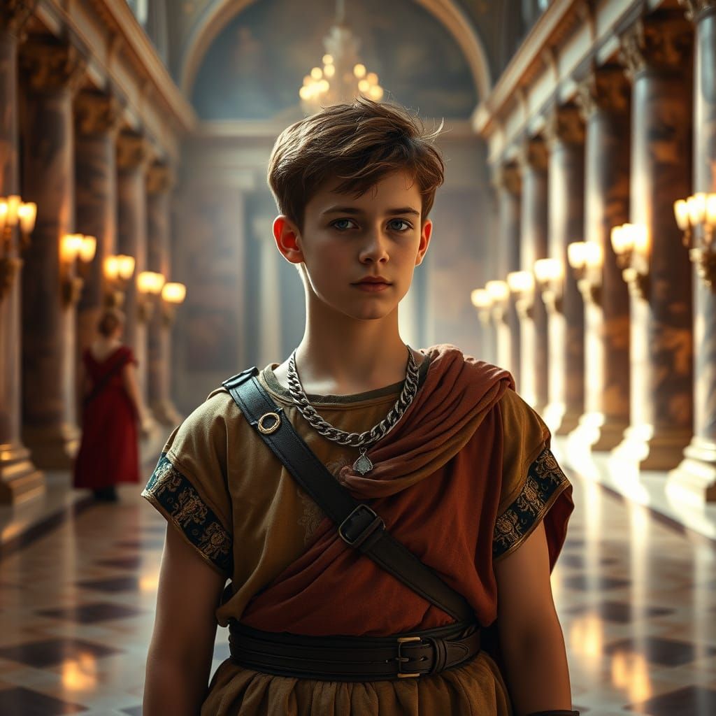 Young Victor Meutelet as Imperial Roman Prince in Grand Marb...