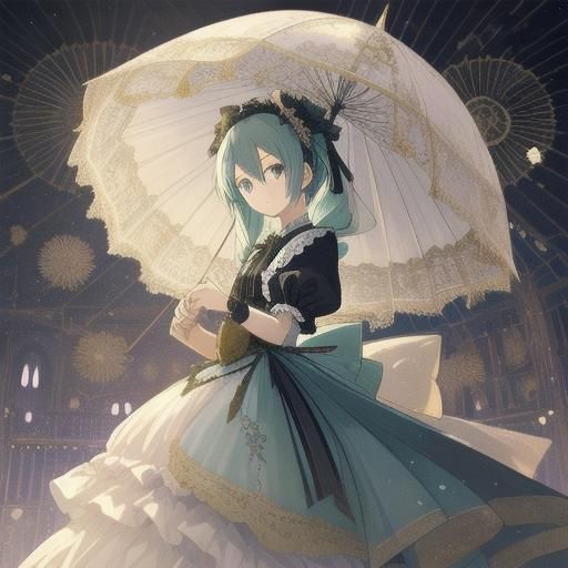 Hatsune Miku in Victorian Anime Style