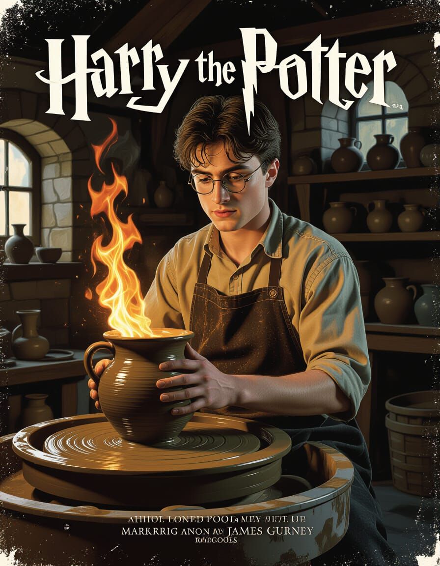 Magical Potter Shaping Fiery Goblet in Studio