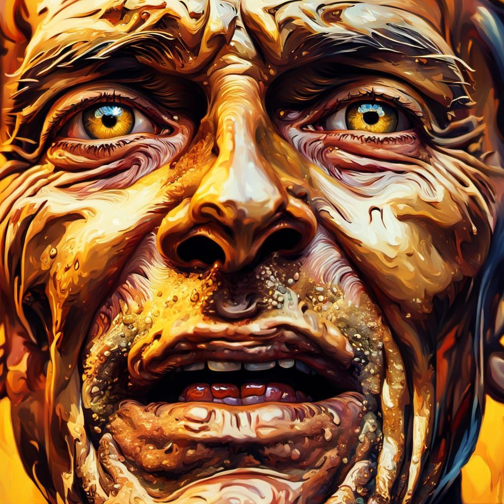 Surrealist Portrait of a Grimacing Person