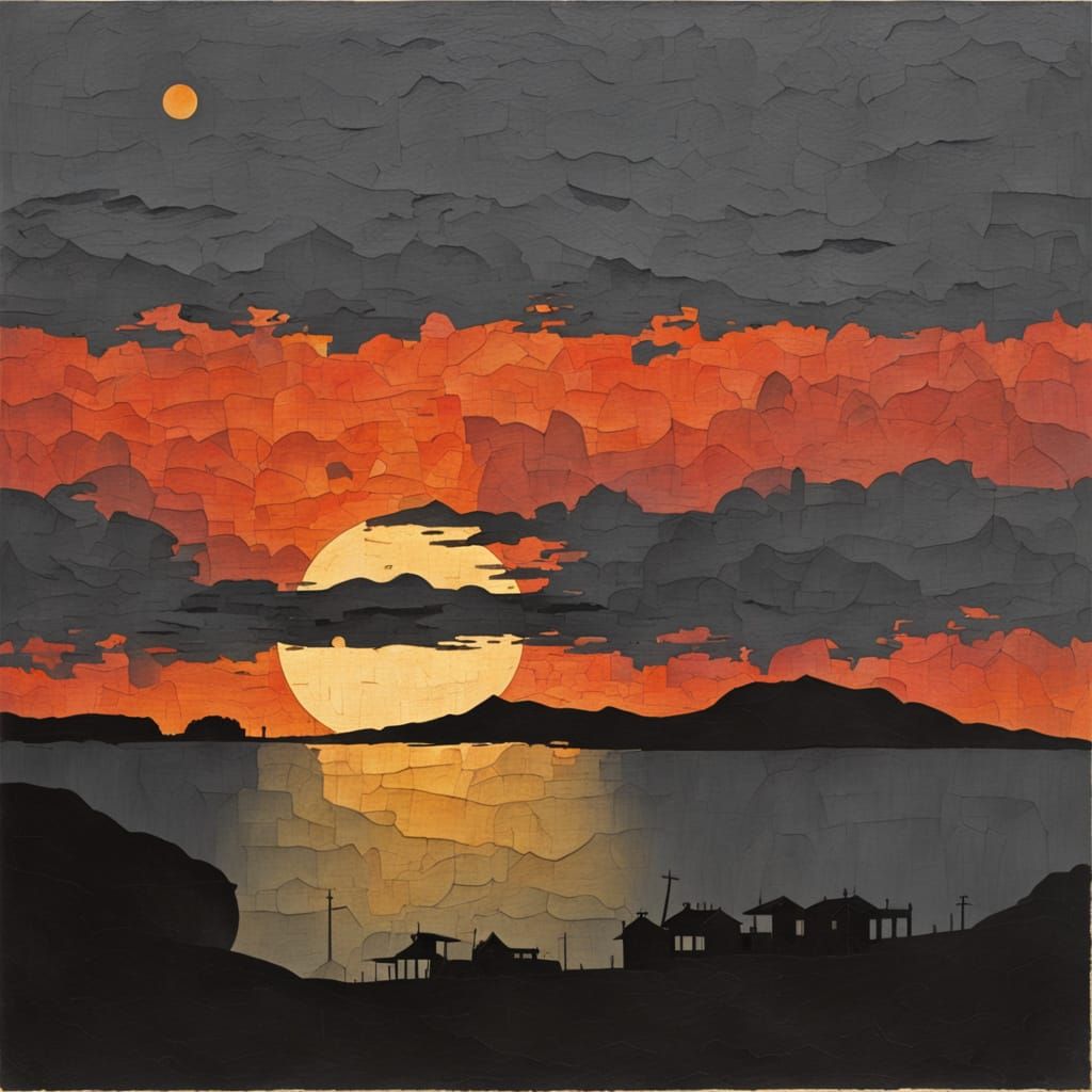 Sunset in the Style of Alberto Burri