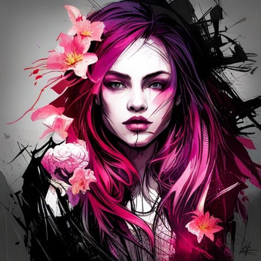 Sinister Lily Flower in Mixed Media Style