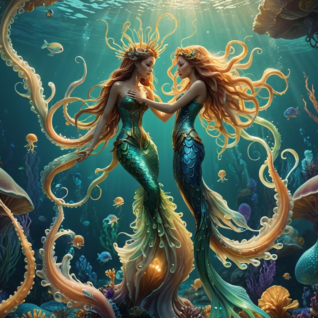 Squid and Mermaid Dance: Digital Matte Painting