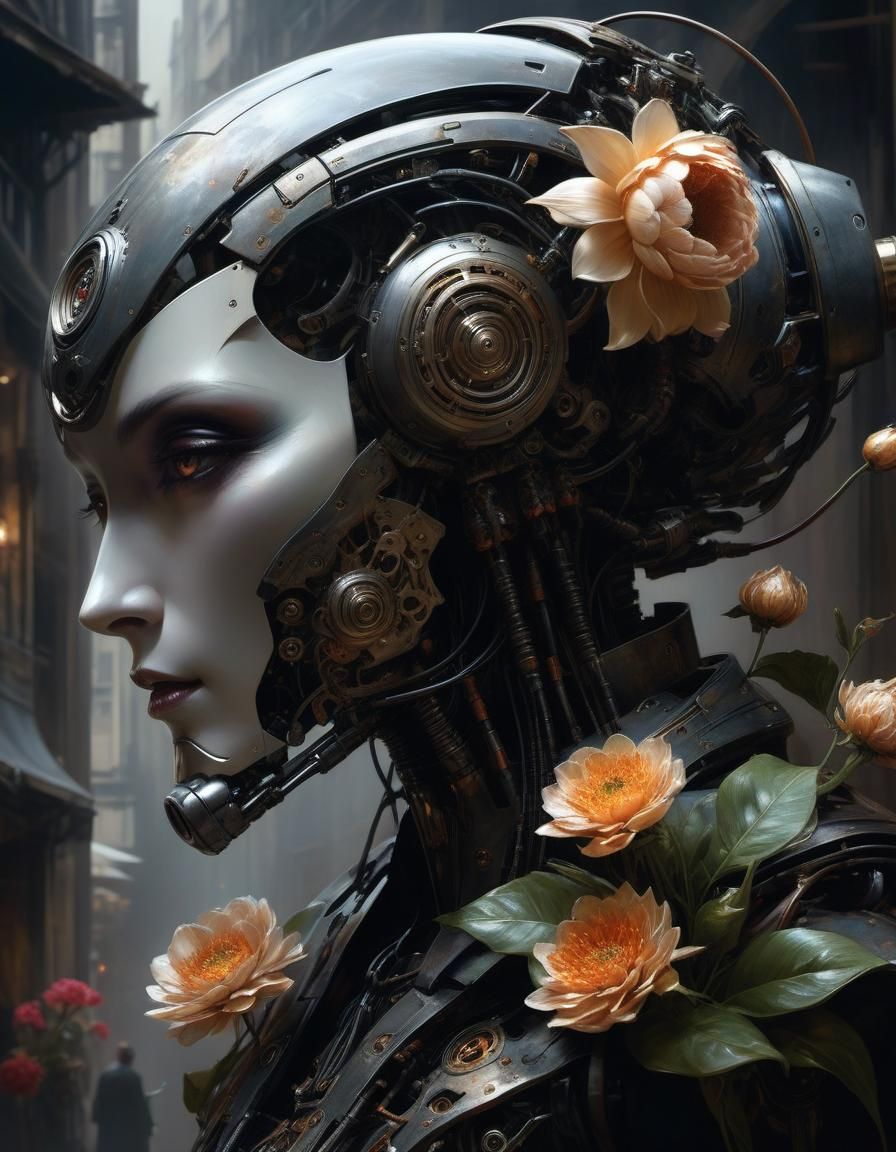 Robotic Flower Merchant in Neo-Paris