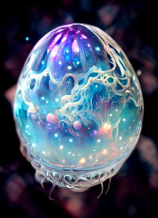Cosmic Egg with Jellyfish: Trending Ultrarealistic Artwork