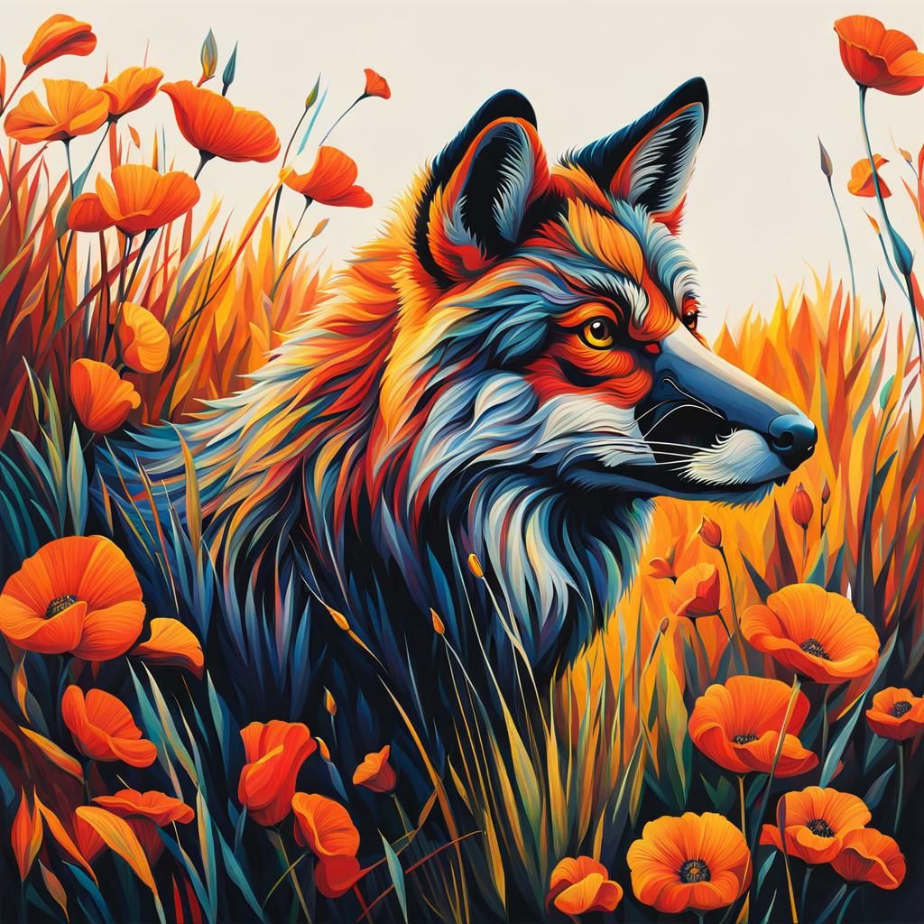 Fox Painting: A Colorful Artistic Render