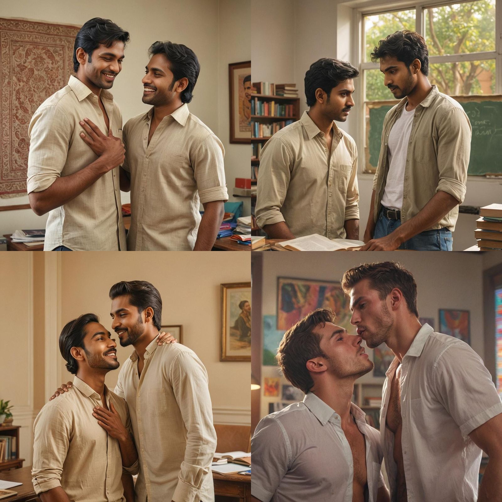 Intimate Embrace: Hyperrealistic South Indian Men in College