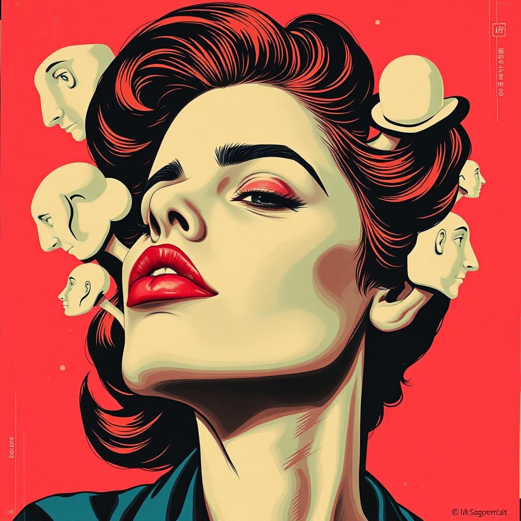 Abstract Portrait in Bold Graphic Style