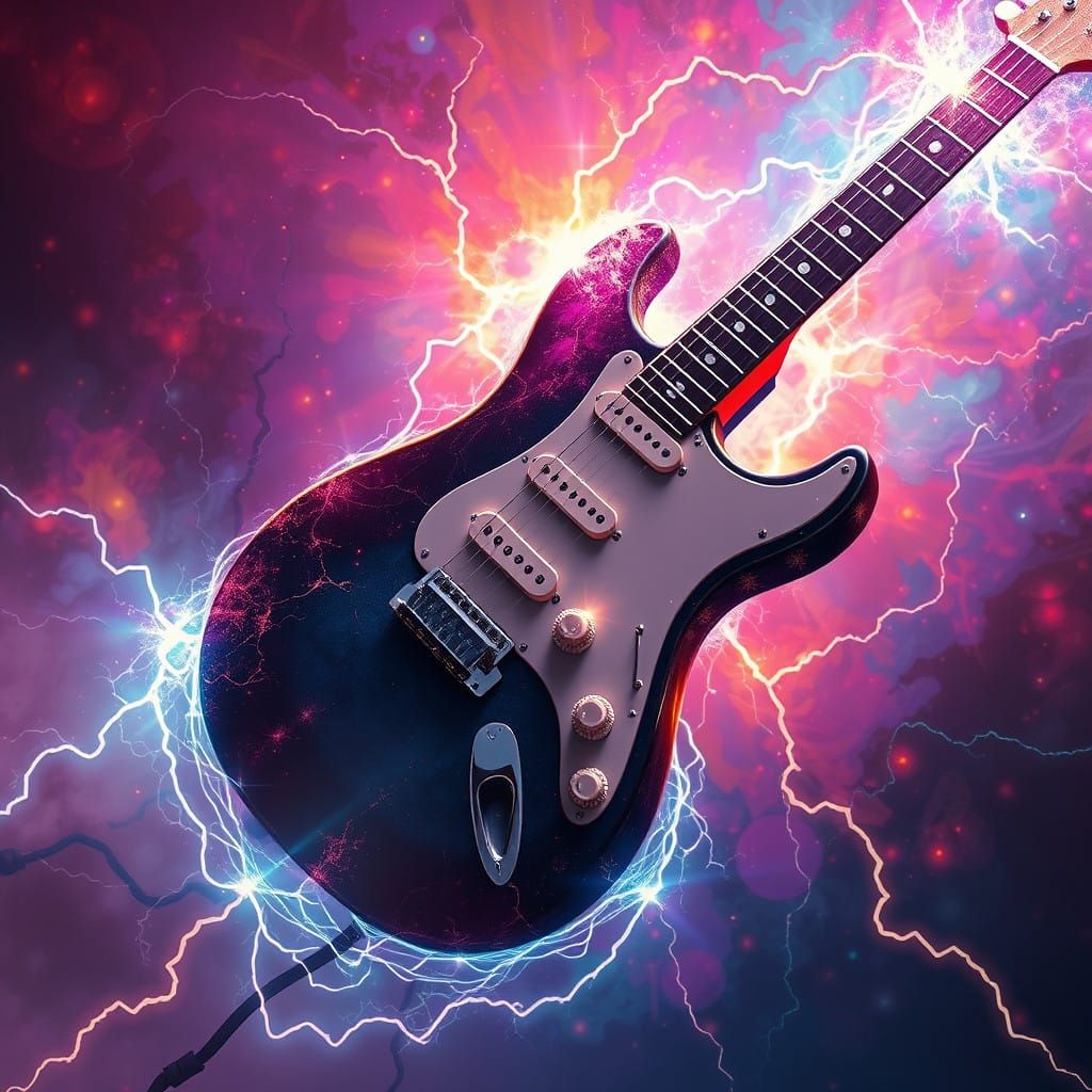 Electric Guitar in a Vibrant, Dreamlike Aura