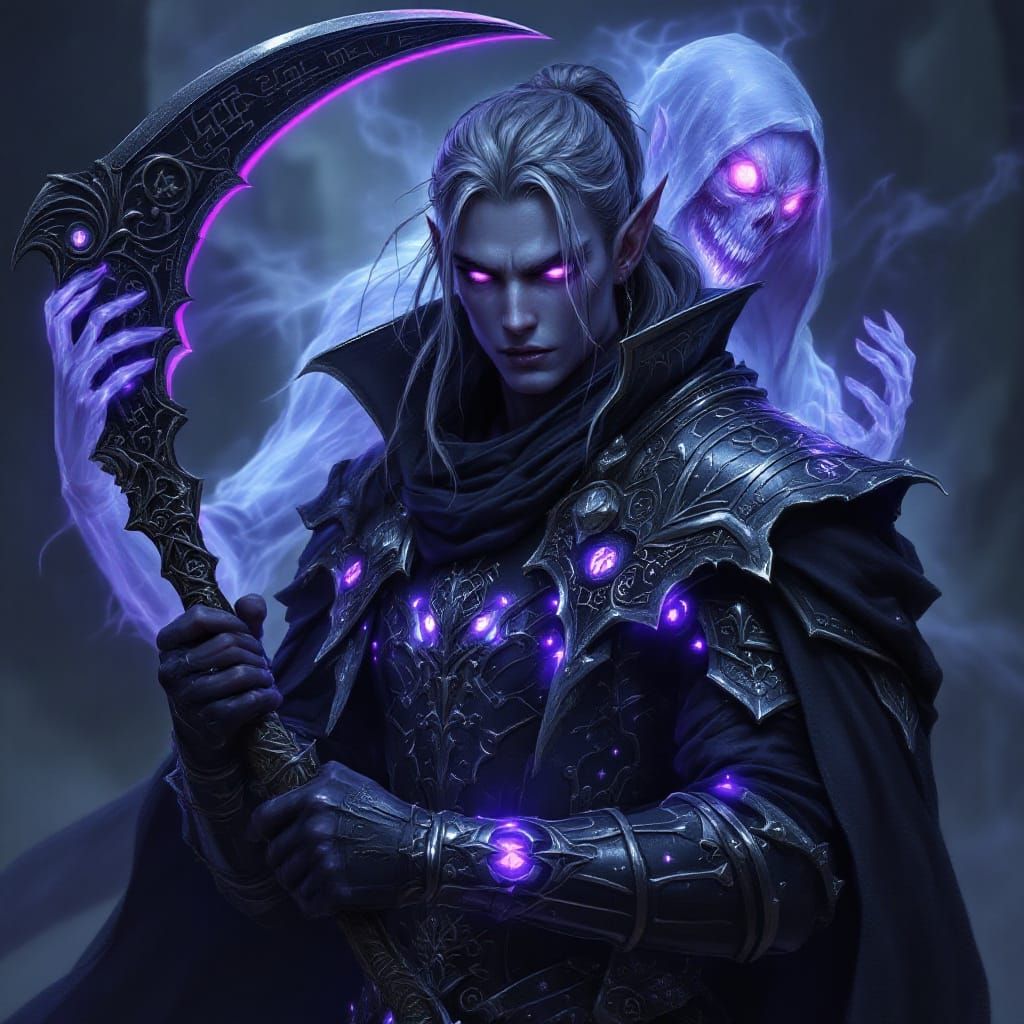 Drow Warrior with Demon in Dark Fantasy Style