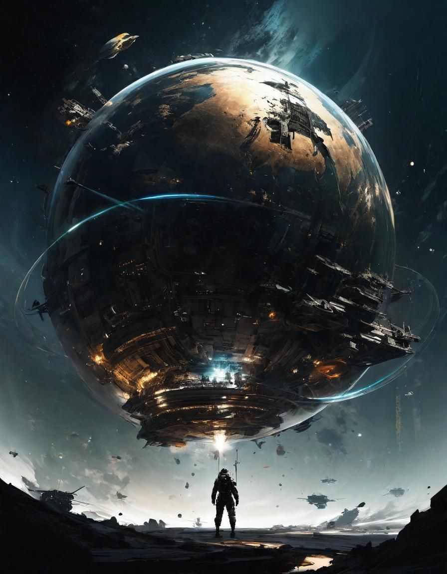 Floating Island Energy Sphere in Sci-Fi Digital Art