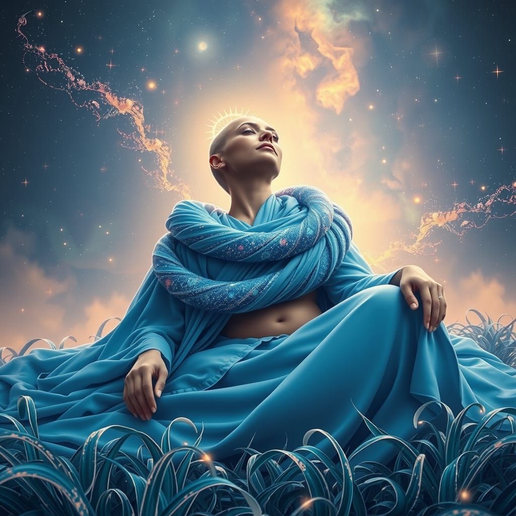 Ethereal Goddess in Dreamlike Cosmic Garden