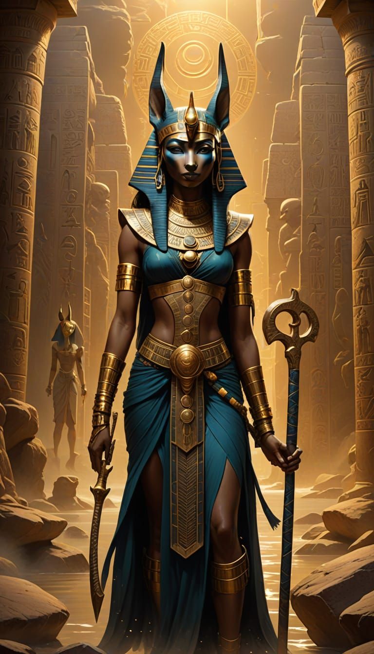 Serpent Goddess of Ancient Egypt in Golden Light