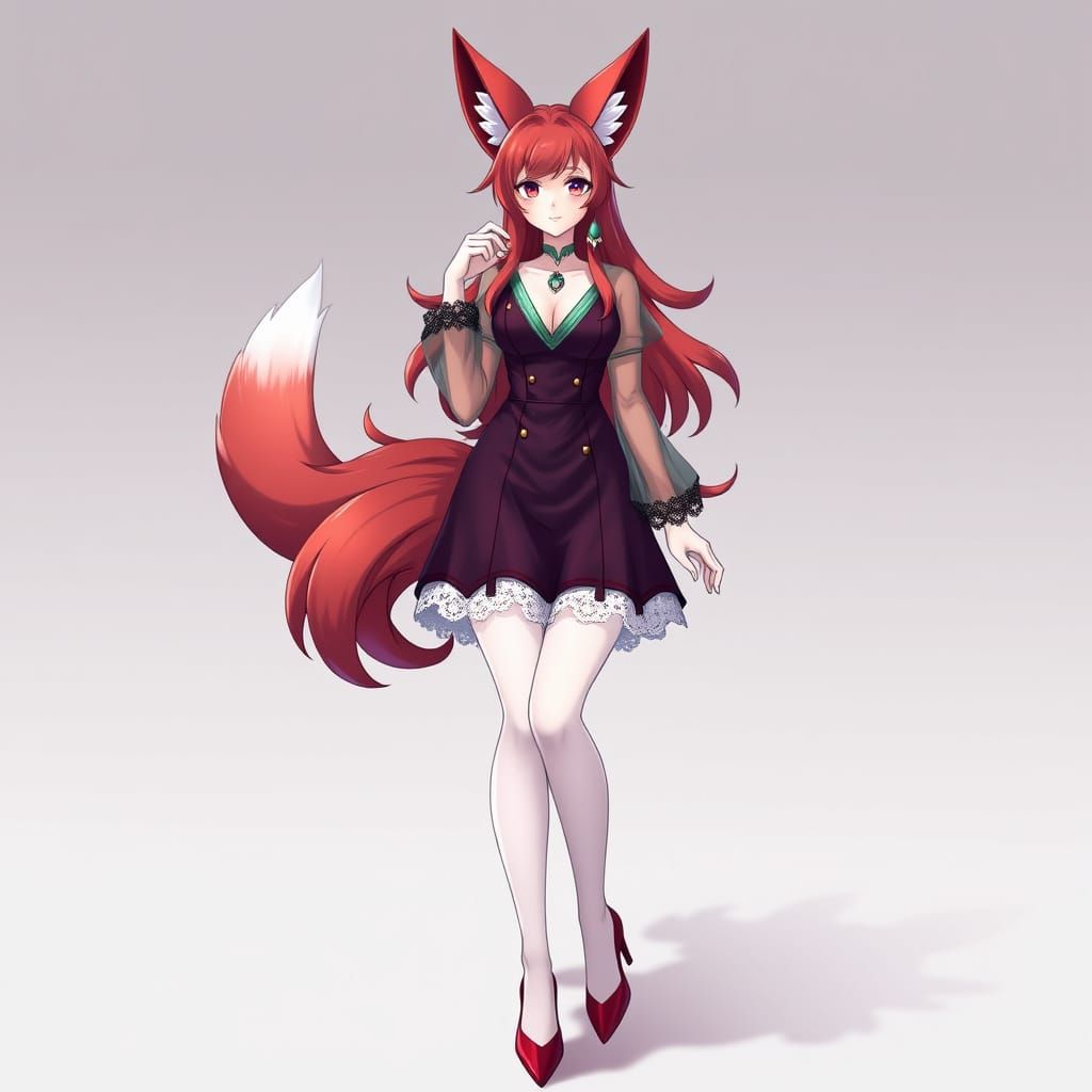 League of Legends Ahri in Elegant Acid Dress, Anime Style