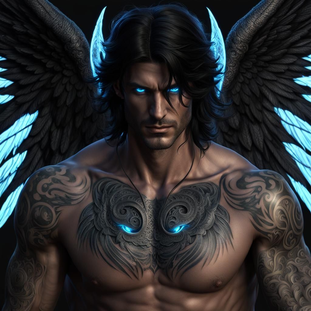 Demonic Angel with Bioluminescent Halo in High Quality CGI