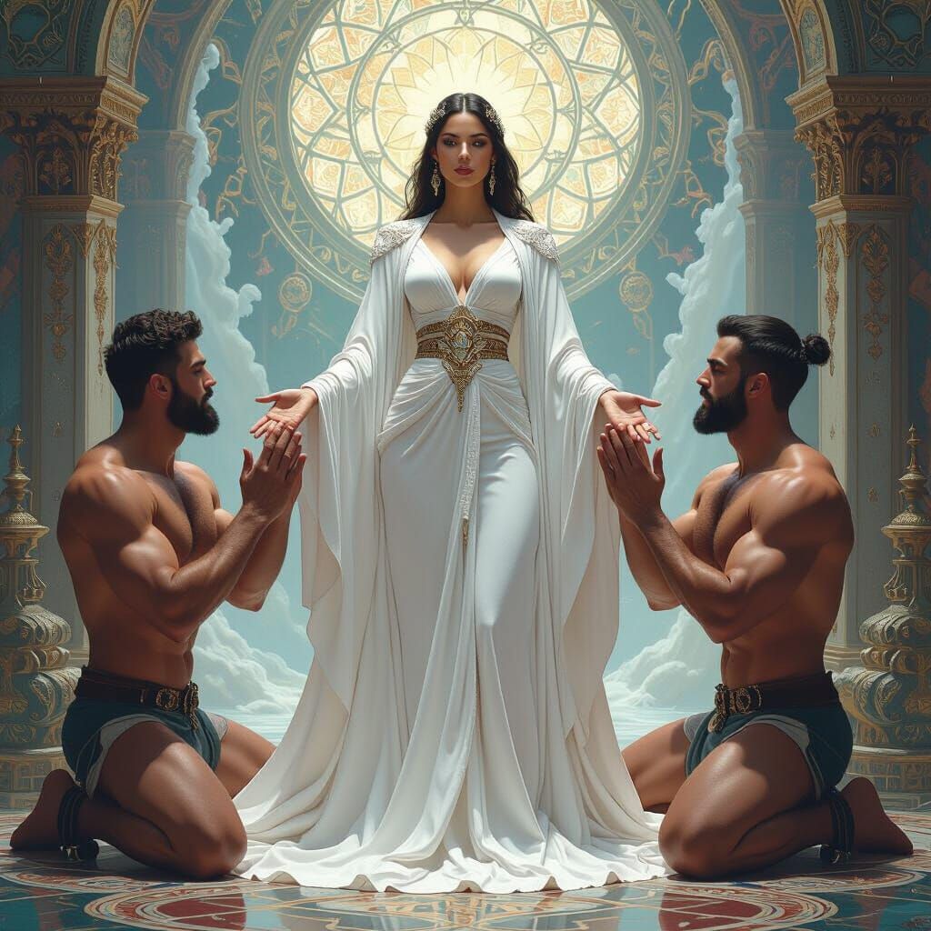 Regal Woman in Dreamlike Matte Painting