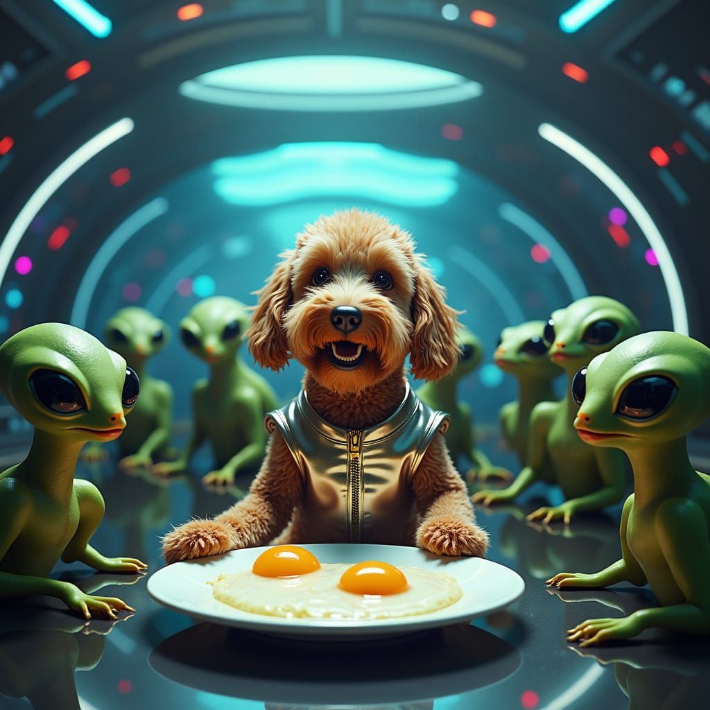 Golden Doodle's Interstellar Snack as Matte Painting