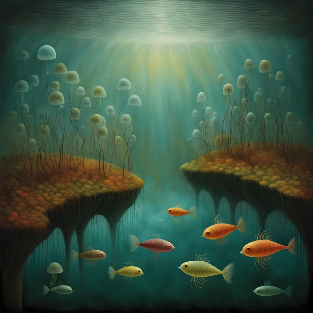 Synchronized Rotifers in Abstract Expressionist Style