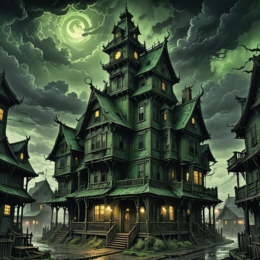Lovecraftian Haunted House in Dark Fantasy Style