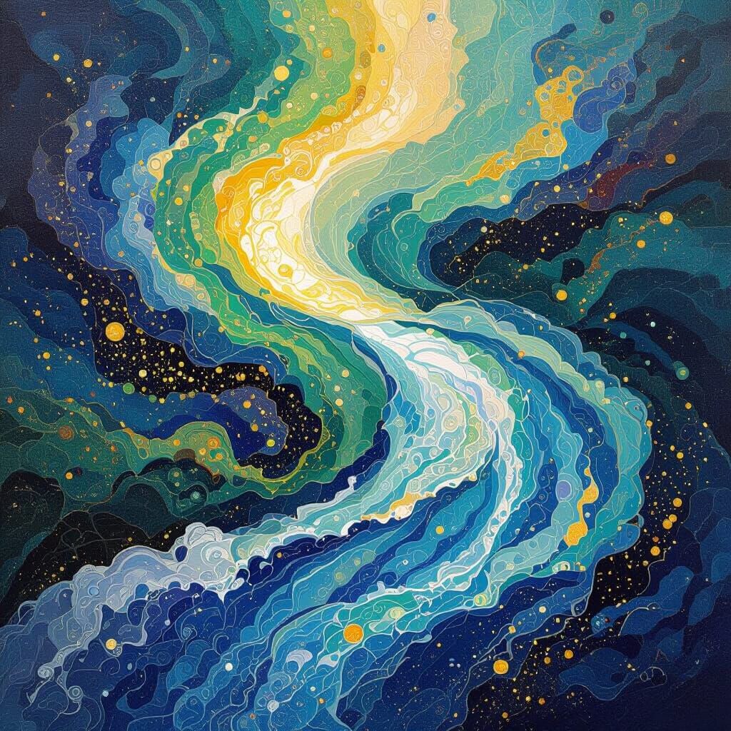 River of Free Education Art: Knowledge Flows in Vivid Colors