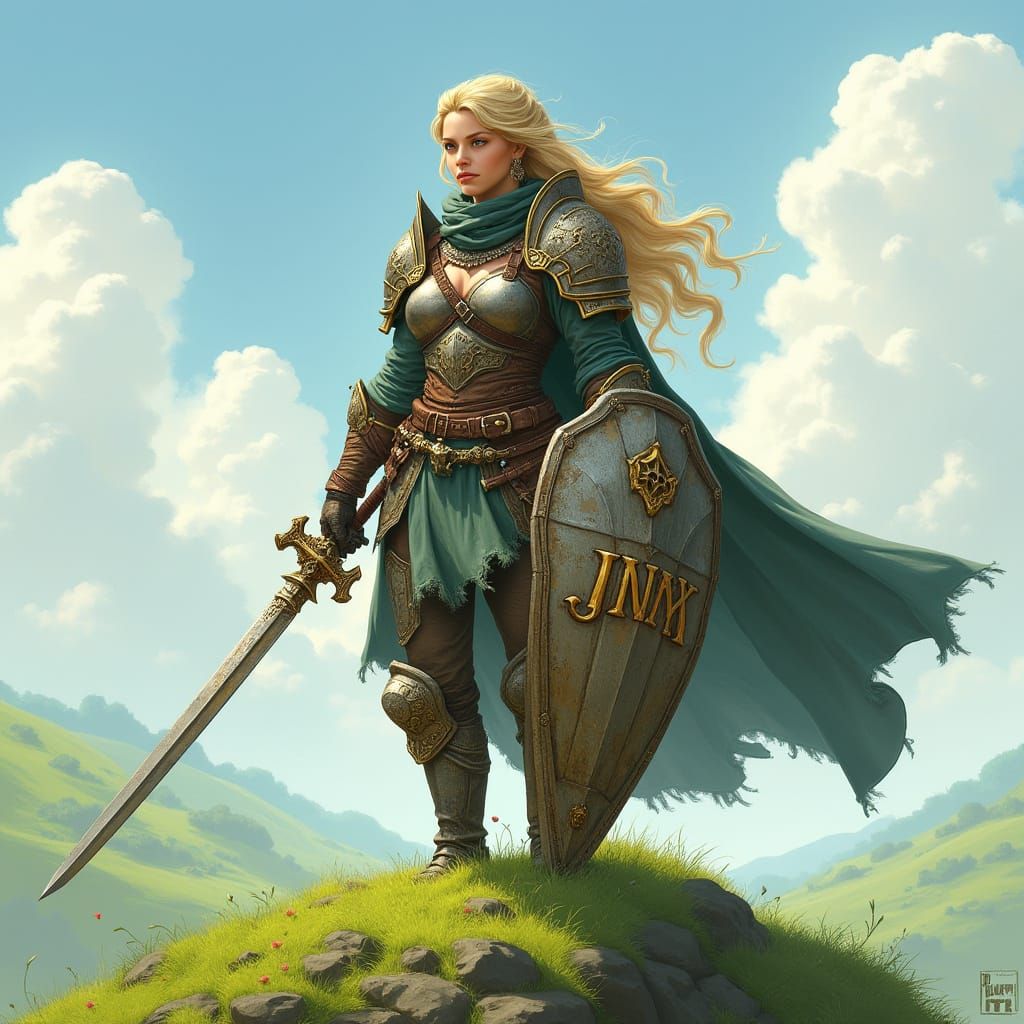 Gnome Warrior in Light Armor Stands Heroically on a Rolling ...