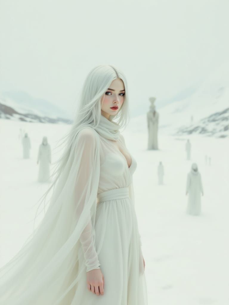 Woman in White Desert, Ethereal Realism and Surreal Sci-Fi