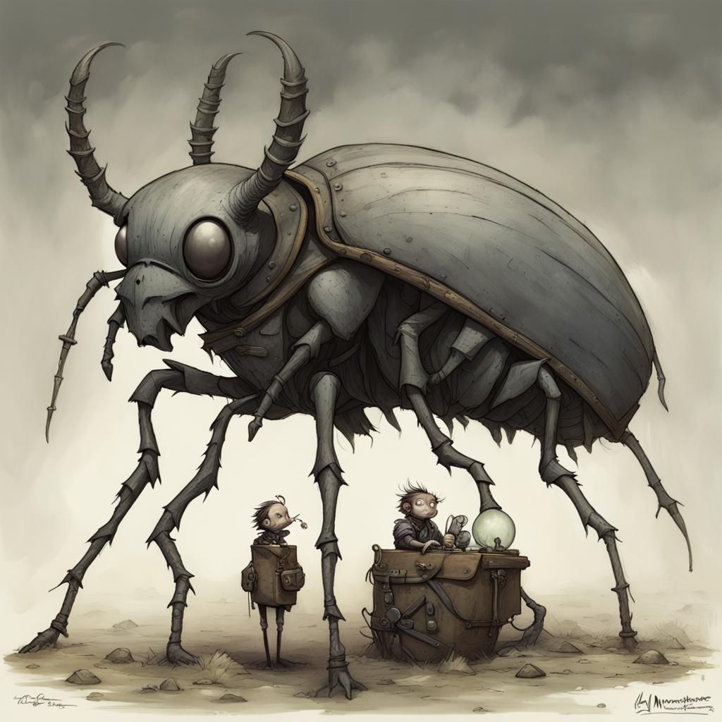 Monster Trains Giant Beetle: Dark Fantasy Art