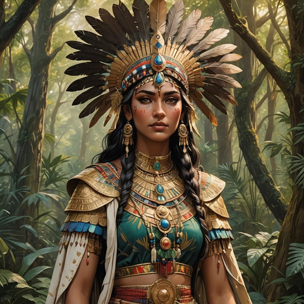 Sumerian Goddess in Indian Forest, Pixar Style