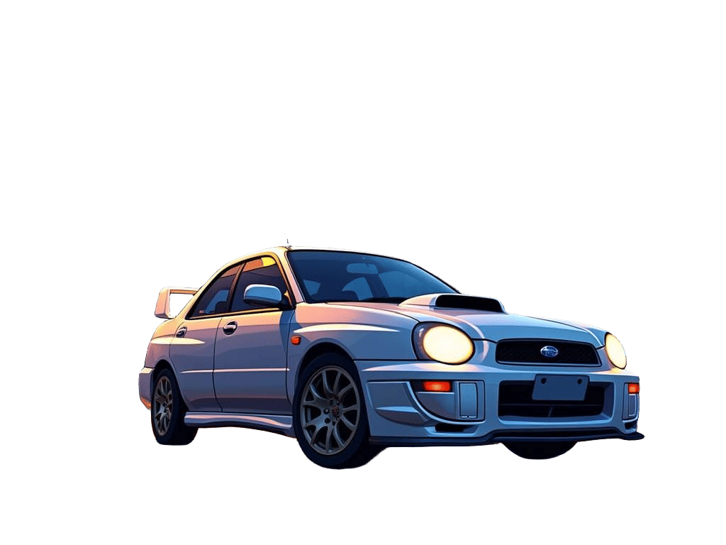 Sleek Silver WRX Under Studio Ghibli-Inspired Hong Kong Nigh...