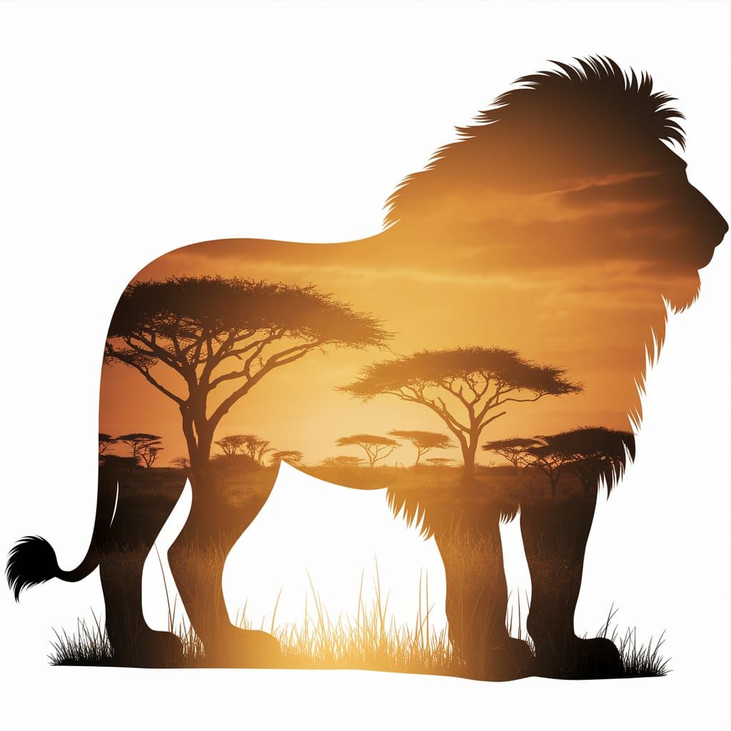 Surreal Lion Silhouette Unites Pride Lands Landscape