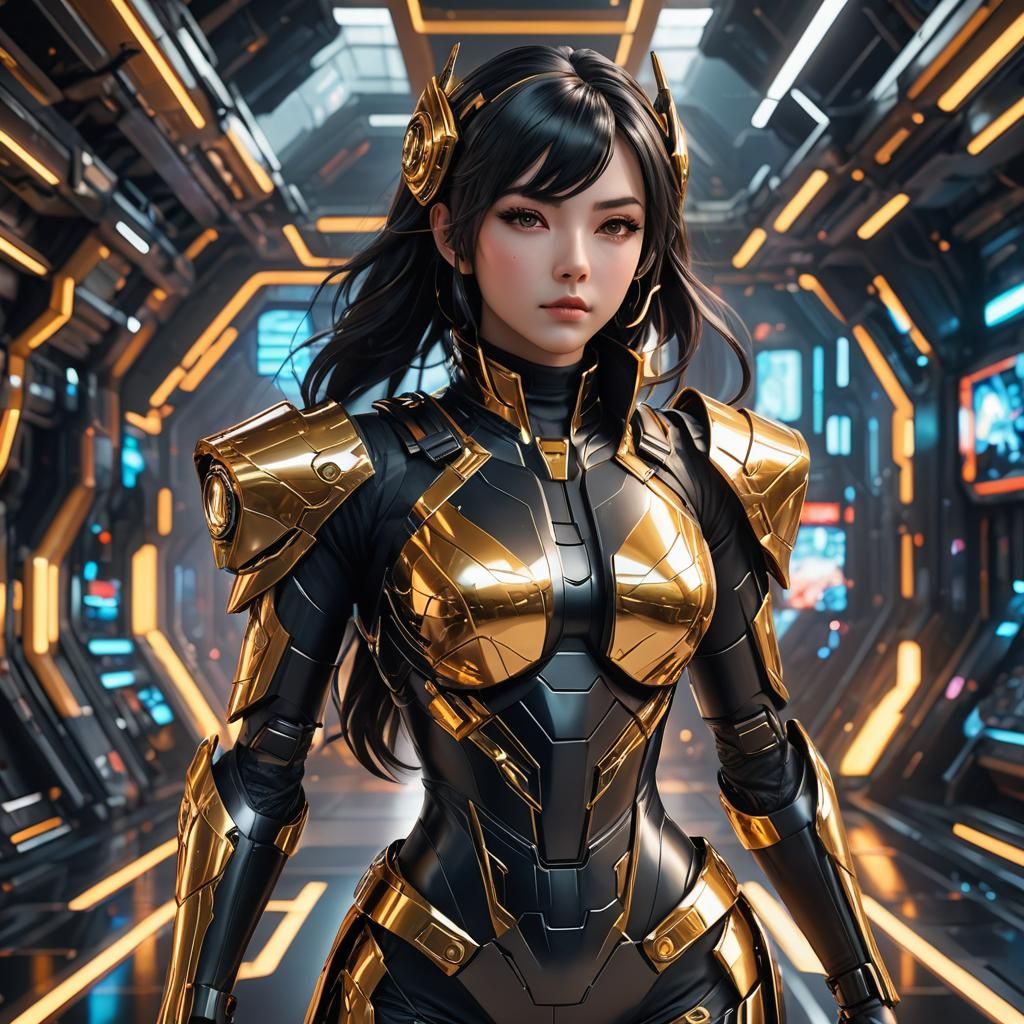 Futuristic Anime Woman in Fortnite Style