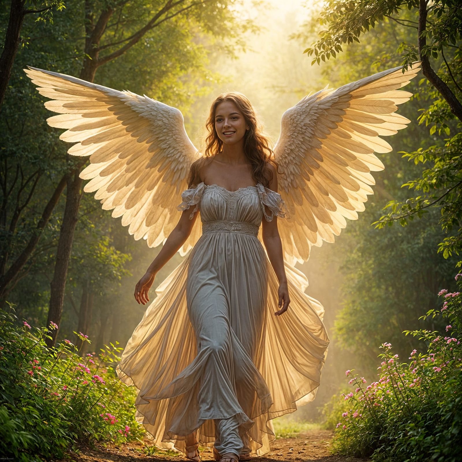 Angel in Garden of Eden with Glowing Aura