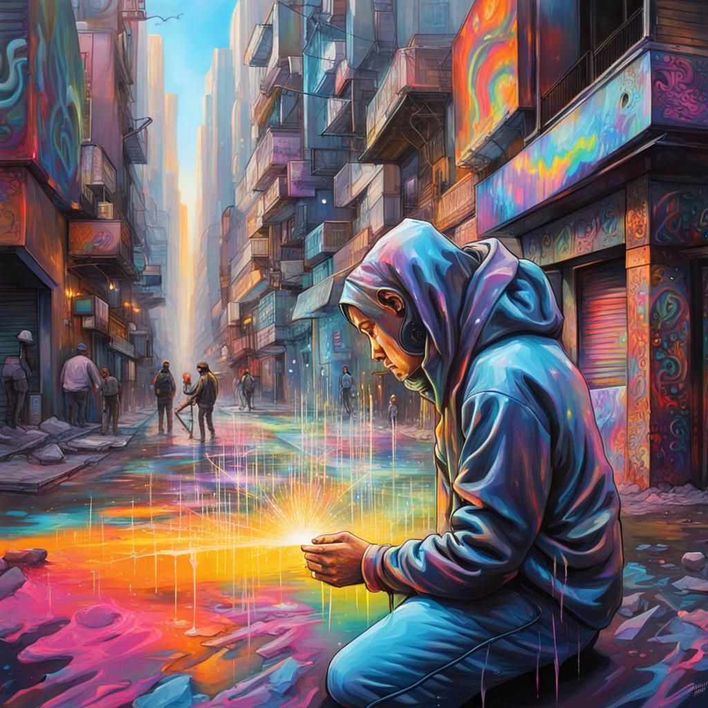Simulated Reality in Graffiti Art Style