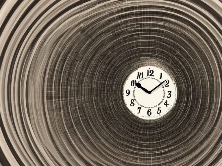 Clock Travels Through a Colorful Vortex