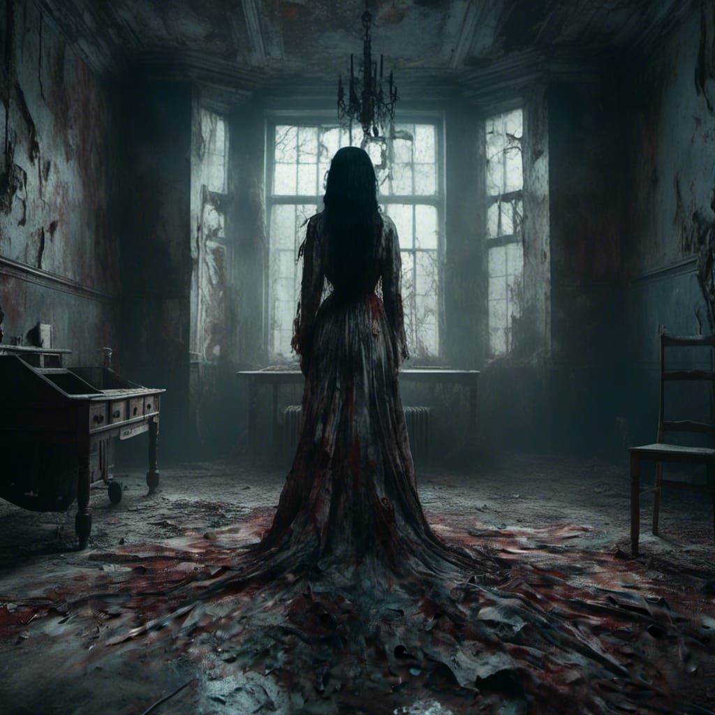 Ghost Haunts Gothic Asylum as Detailed Digital Art