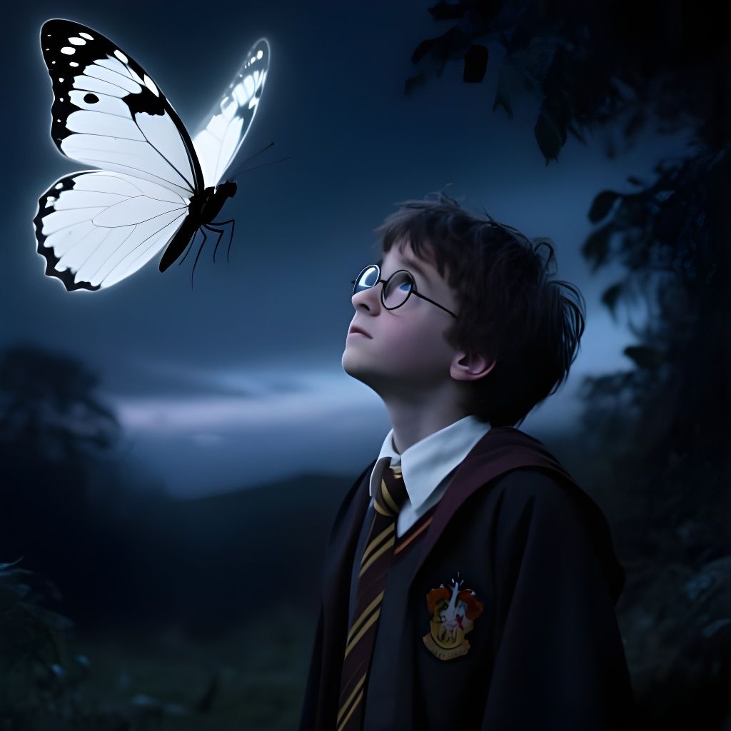 Magical Realism Photo of Harry Potter and Ethereal Butterfly
