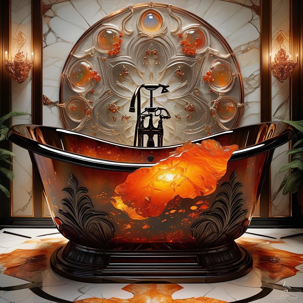 Fire Opal Bathtub: A Photorealistic Masterpiece