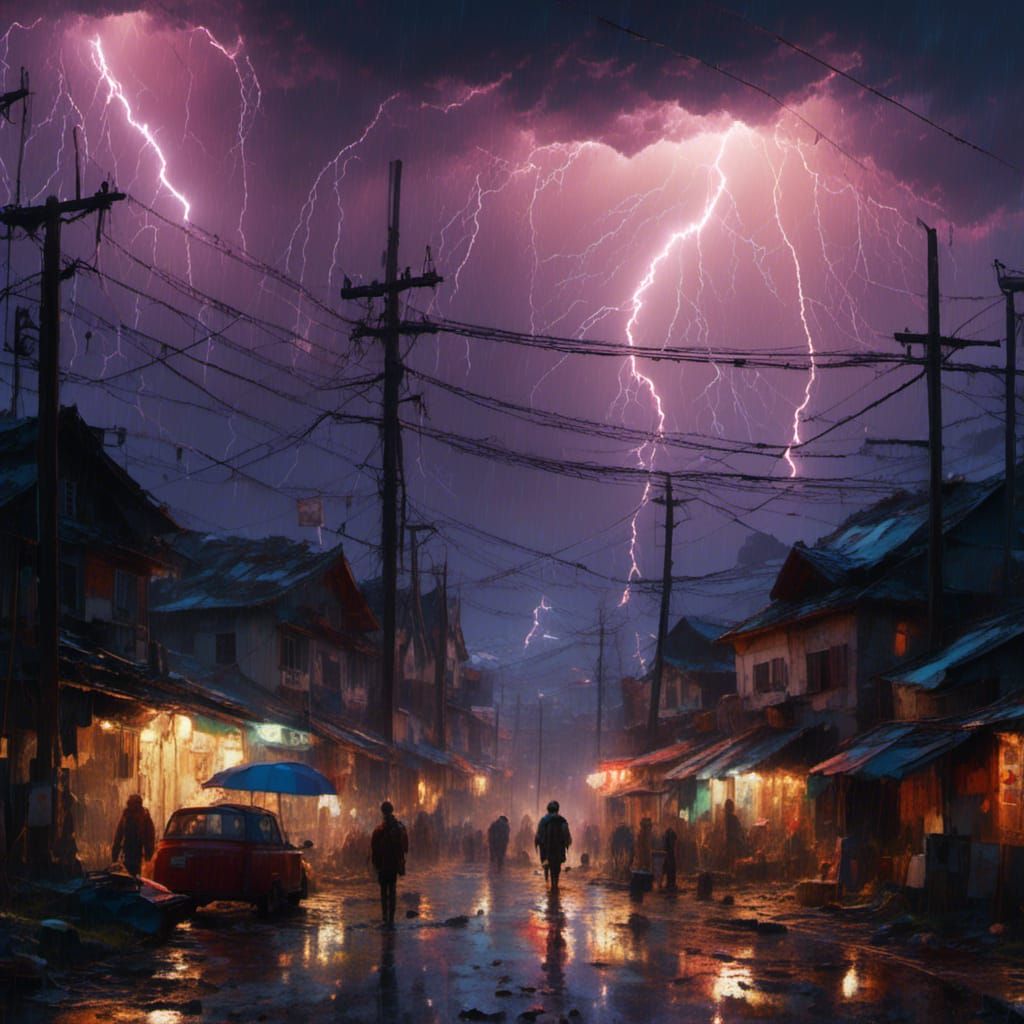 Storm over a small village