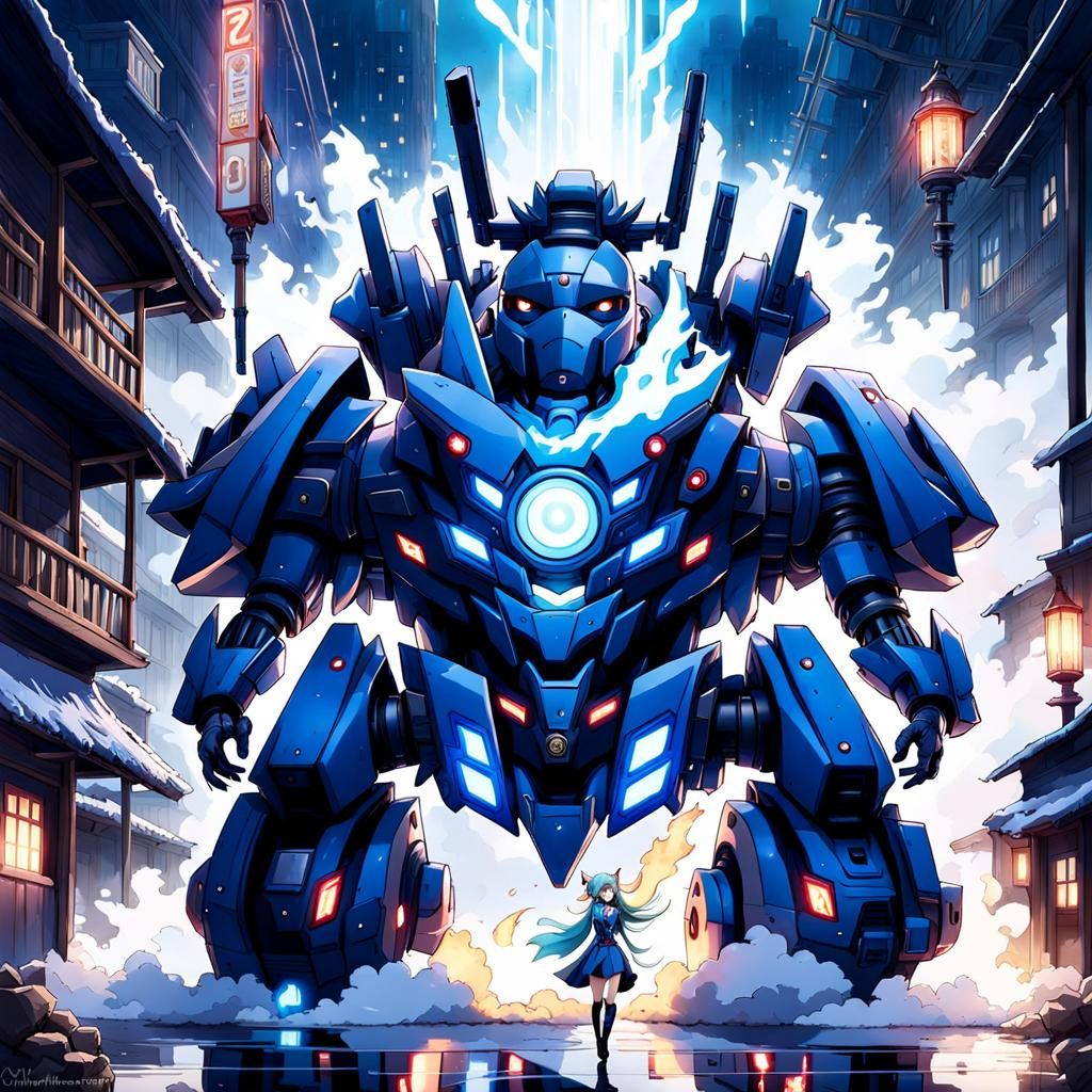 Anime Girl in Minivan Mecha Casting Smoke Spell