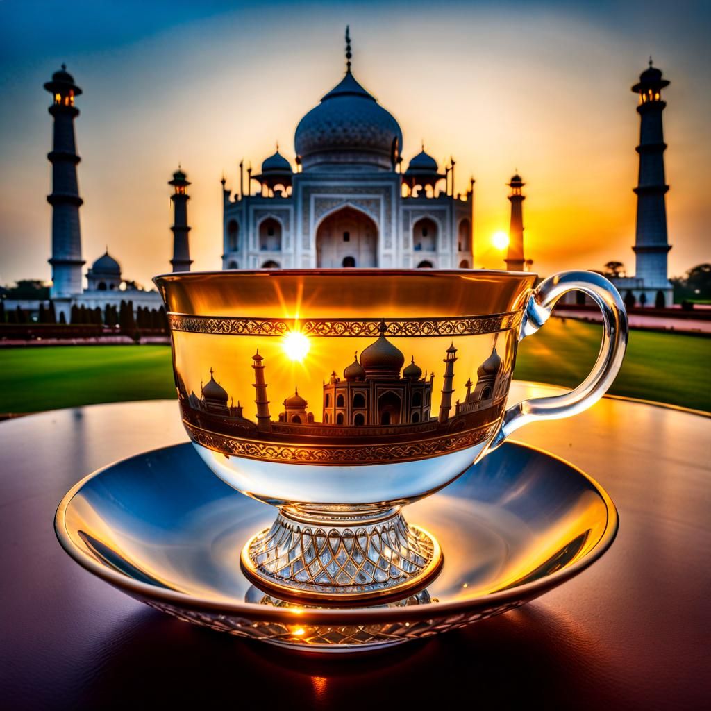 Miniature Taj Mahal Inside Crystal Teacup